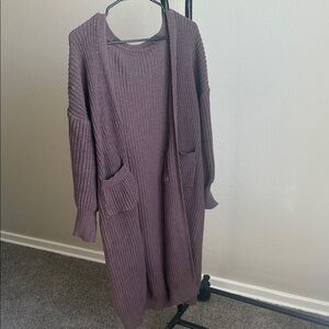 Cozy Ash Brown Knit Cardigan Sweater